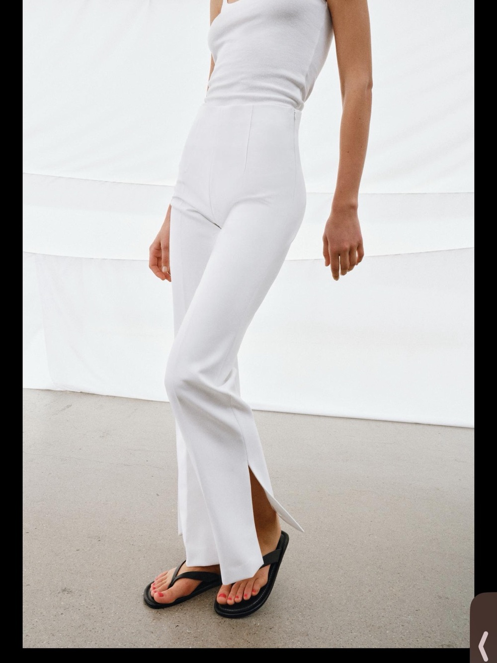 Zara white high waisted flare pants with side vents